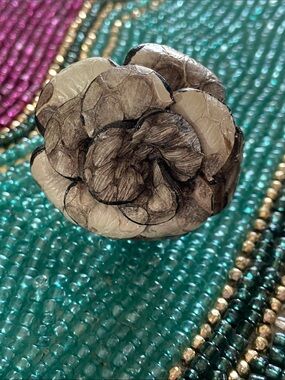 Leather Adjustable Rose Ring NWOT